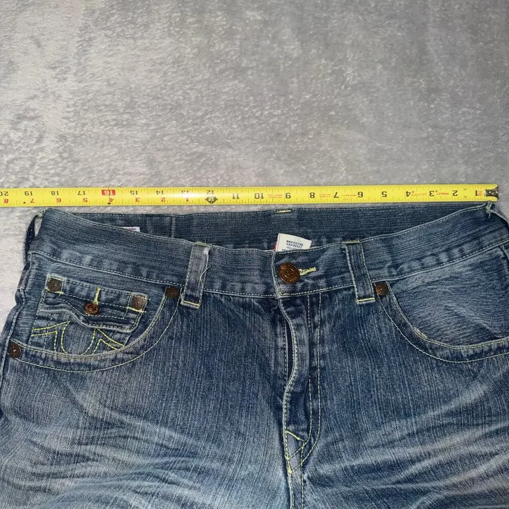 True Religion Billy Jeans Men’s 38 Skull Roses Horseshoe Blue Denim
